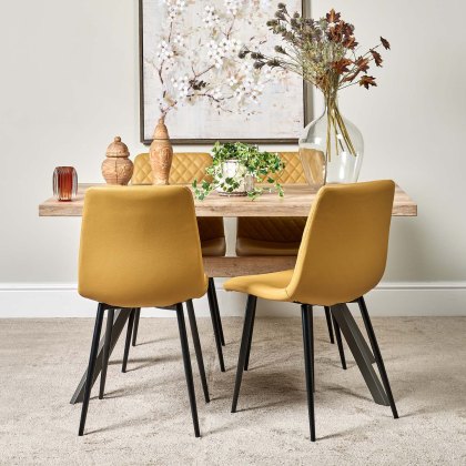 Kamala 140cm Dining Table & 4 Ripley Dining Chairs - Mustard