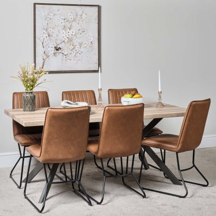Kamala 180cm Dining Table & 6 York Dining Chairs - Tan