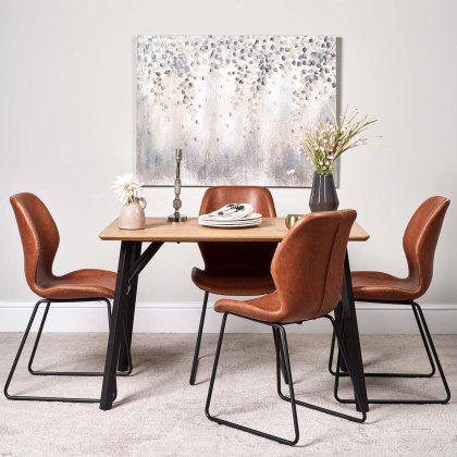 Lutina 120cm Dining Table & 4 Callum Dining Chairs - Light Brown
