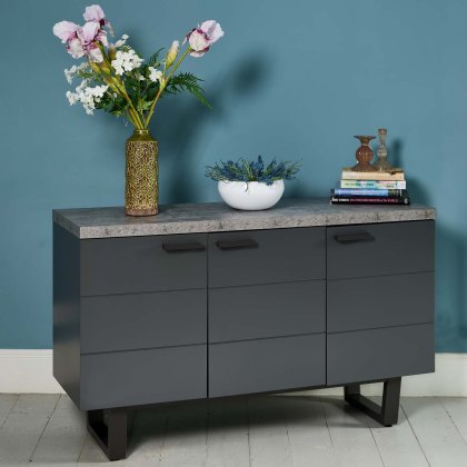 Industrial  Faux Concrete Large Sideboard