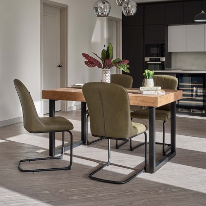 Adelaide 140-180cm Extending Dining Table with 4 Firenza Chairs in Olive