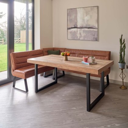 Adelaide 180cm Dining Table with Industrial Corner Bench in Tan
