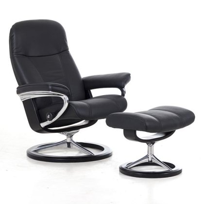 Stressless Consul Recliner With Signature Base & Footstool