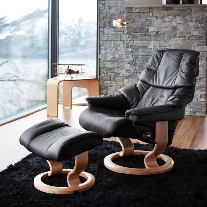Stressless Reno Recliner With Classic Base & Footstool
