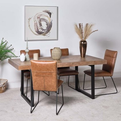 Adelaide 180cm Dining Table & 4 Hardy Dining Chairs - Tan