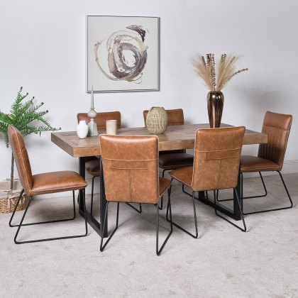 Adelaide 180cm Dining Table & 6 Hardy Dining Chairs - Tan