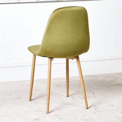 Archie Light Green Dining Chair Oak Effect Legs (Set of 2)