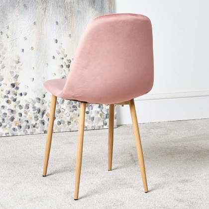 Archie Pink Dining Chair Oak Effect Legs (Set of 2)