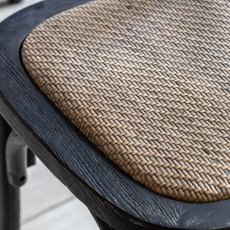 Cradley Black Dining Chair with Rattan Seat (Set of 2)