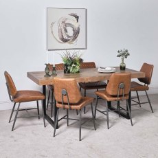 Adelaide 180cm Dining Table & 6 Digby Dining Chairs - Tan