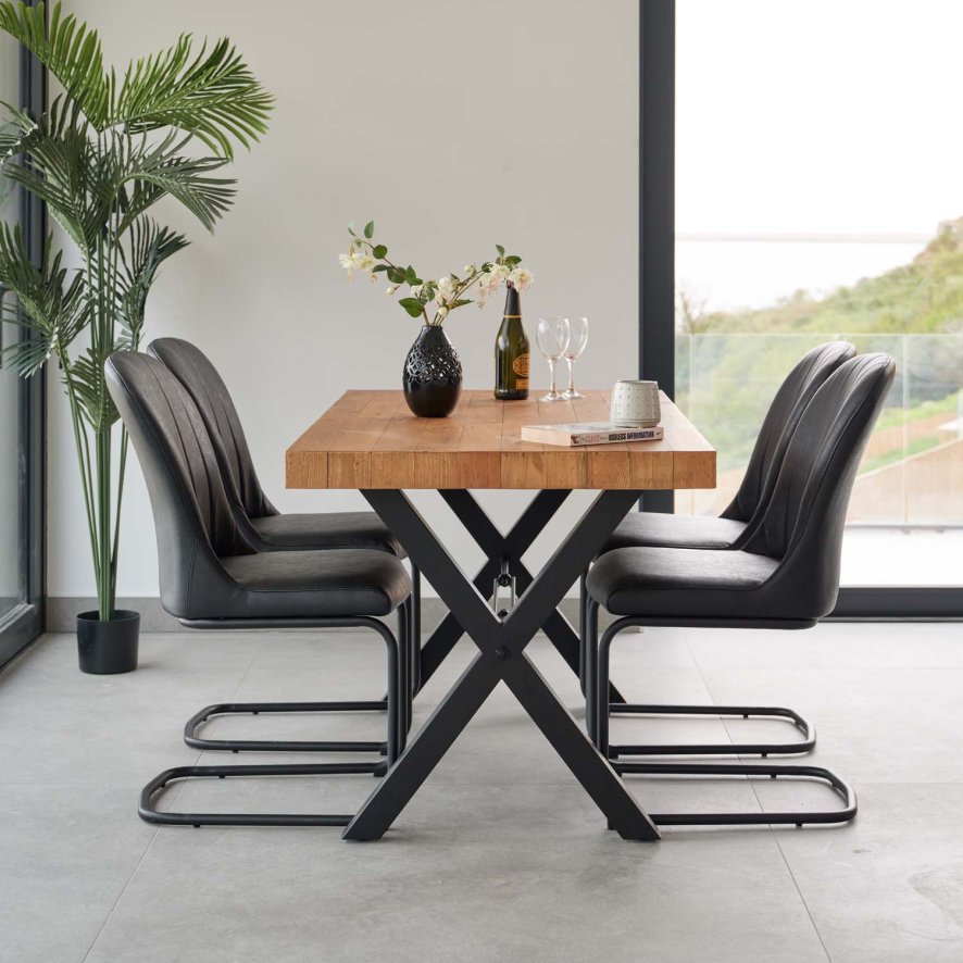 Woods Urban 150cm Dining Table with 4  Firenza Chairs in Black