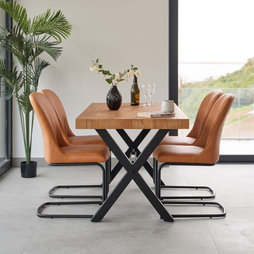 Woods Urban 150cm Dining Table with 4  Firenza Chairs in Tan