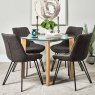 Woods Lutina 100cm Glass Dining Table & 4 Finnick Dining Chairs - Dark Grey