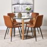 Woods Lutina 100cm Glass Dining Table & 4 Ripley Dining Chairs - Tan