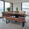 Soho Dining Table 200cm with Industrial Corner Bench and Industrial Low Bench - Tan