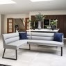 Clearance Ravenna Motion Table in White with Paulo RHF Corner Bench and Paulo Low Bench in Grey