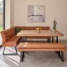 Woods Adelaide 180cm Dining Table with Industrial Corner Bench in Tan and 158cm Flat Bench