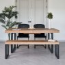 Woods Adelaide 180-240cm Extending Dining Table with 2 Firenza Chairs in Black and Adelaide 155cm Bench