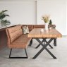 Woods Urban 140-180cm Extending Dining Table with Industrial Corner Bench in Tan