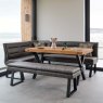 Woods Urban 150cm Dining Table with Industrial Corner Bench & Low Bench in Grey