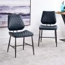 Digby Dark Blue Leather Dining Chairs With Metal Legs