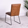 Industrial Leather Dining Chairs With Metal Legs - Tan (Set of 2)