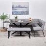 Woods Eastcote Black 200cm Dining Table & Paulo Corner Bench + Paulo Low Bench - Grey