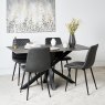 Woods Eastcote Black 150cm Dining Table & 4x Ripley Dining Chairs Grey