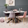 Woods Eastcote White 150cm Dining Table & Archie Wood Effect Leg Dining Chairs Pink/Grey
