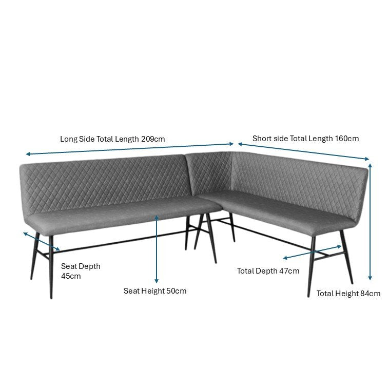Ripley Corner Bench Left Hand Facing - Grey