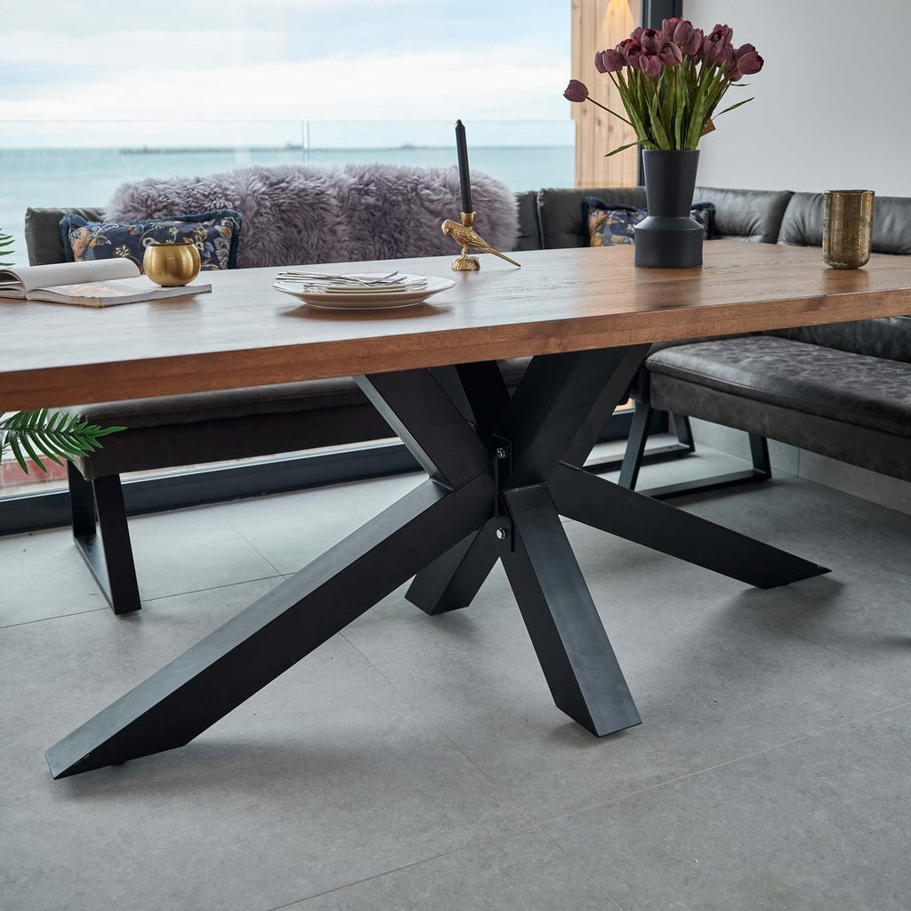 Soho Dining Table 200cm with Industrial Corner Bench - Grey
