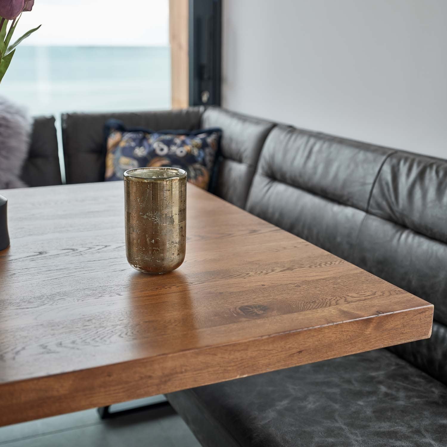 Soho Dining Table 200cm with Industrial Corner Bench - Grey