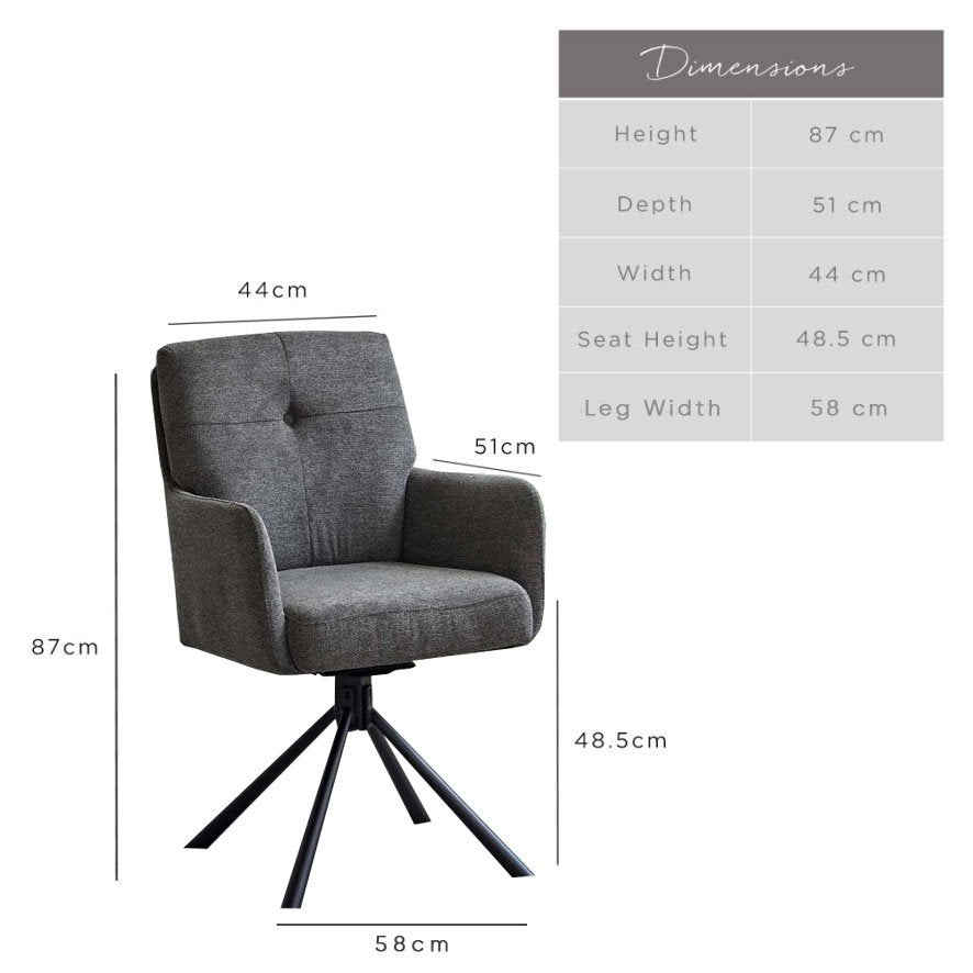 Parma Grey Dining Chair - Pocket Sprung (Set of 2)