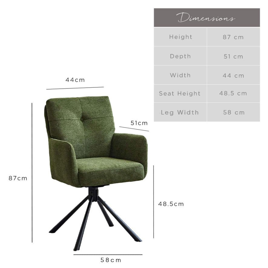 Parma Dark Green Dining Chair - Pocket Sprung (Set of 2)