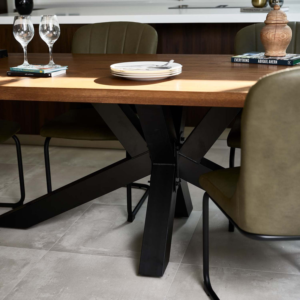 Soho 200cm Dining Table & 4 Firenza Dining Chairs - Olive