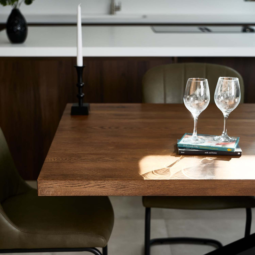 Soho 200cm Dining Table & 4 Firenza Dining Chairs - Olive