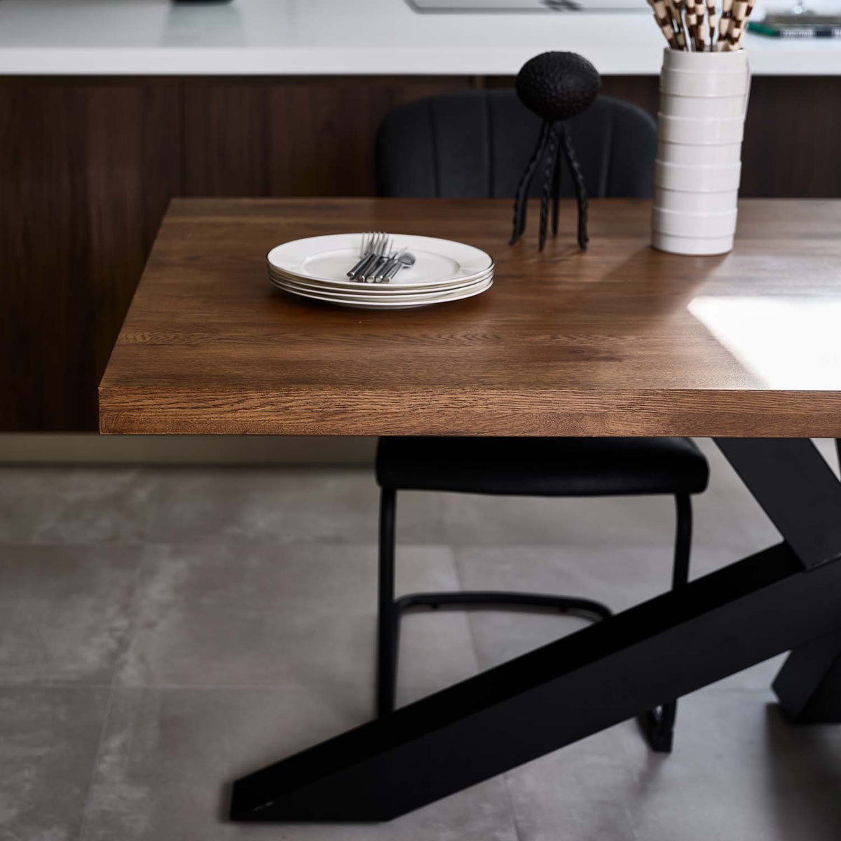 Soho 200cm Dining Table & 4 Firenza Dining Chairs - Black