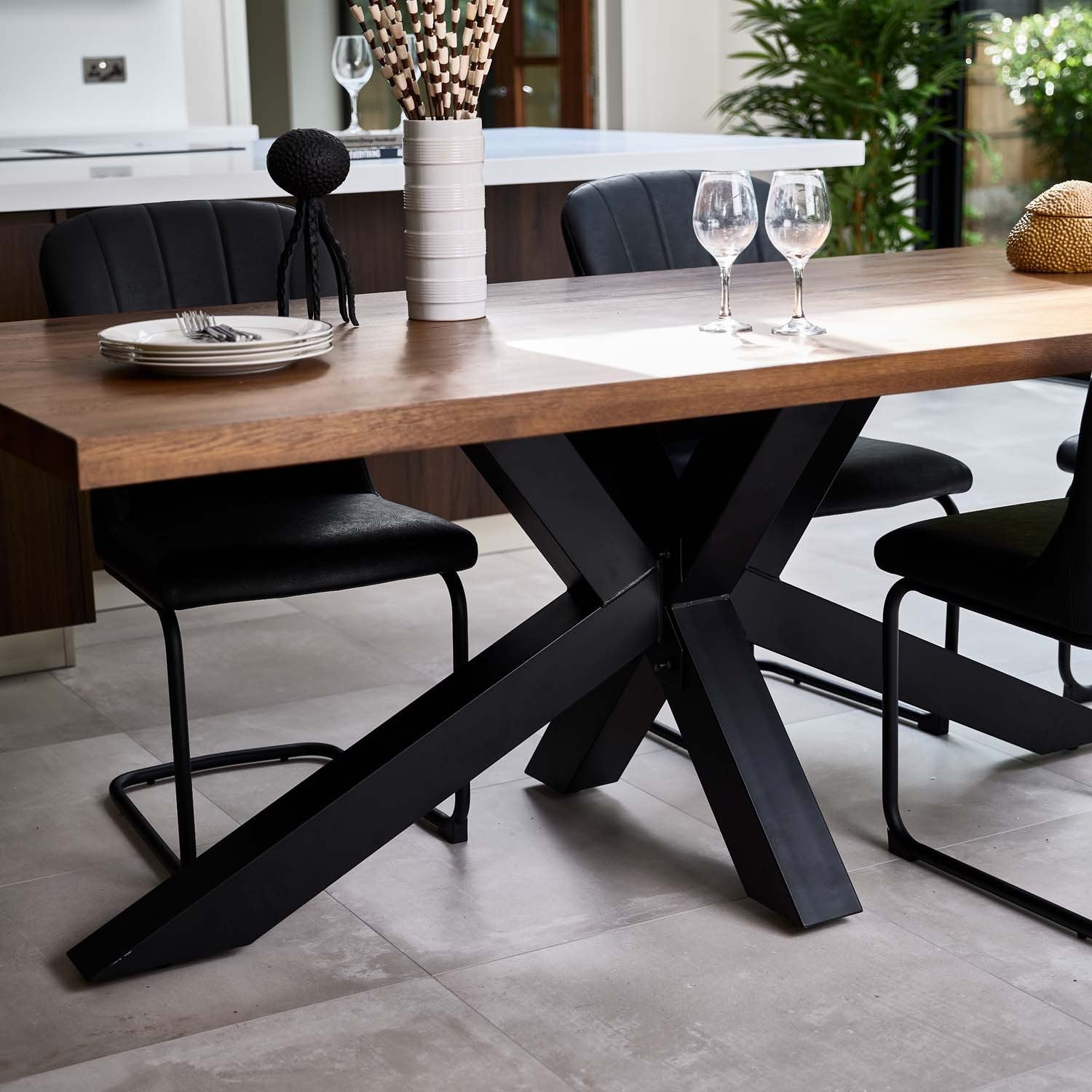 Soho 200cm Dining Table & 4 Firenza Dining Chairs - Black
