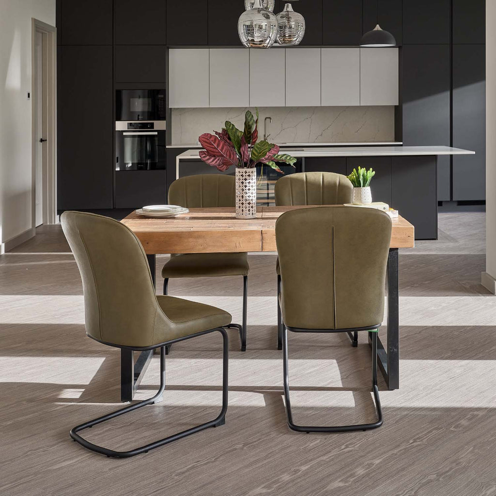 Adelaide 140-180cm Extending Dining Table with 4 Firenza Chairs in Olive