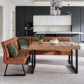 Adelaide 140-180cm Extending Dining Table with Industrial Corner Bench in Tan
