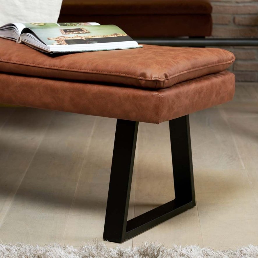 Adelaide 140-180cm Extending Dining Table with Industrial Corner Bench in Tan with Flat Bench 138cm