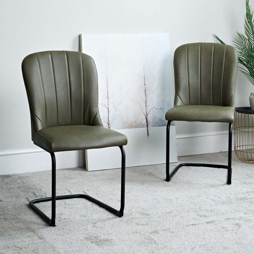 Adelaide 180cm Dining Table with 4 Firenza Chairs in Olive
