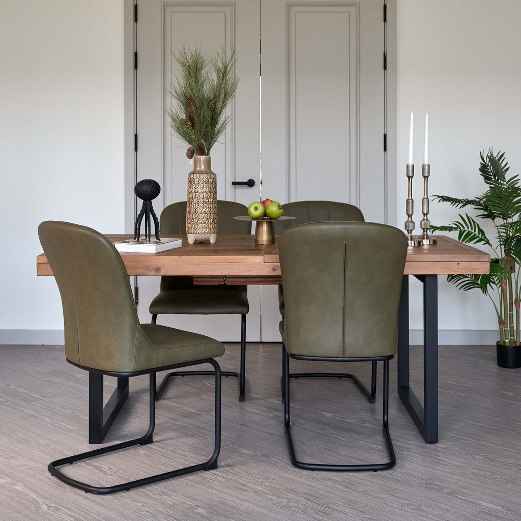 Adelaide 180-240cm Extending Dining Table with 4 Firenza Chairs in Olive