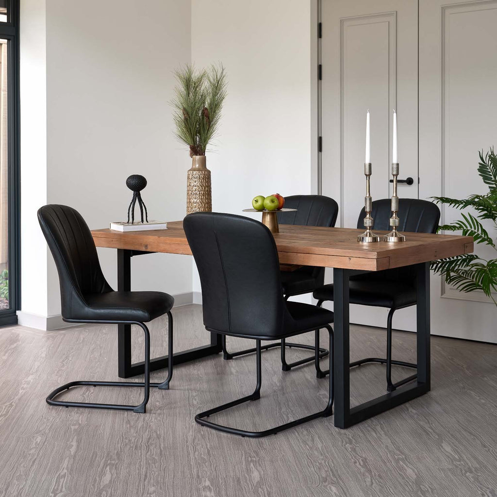 Adelaide 180-240cm Extending Dining Table with 4 Firenza Chairs in Black