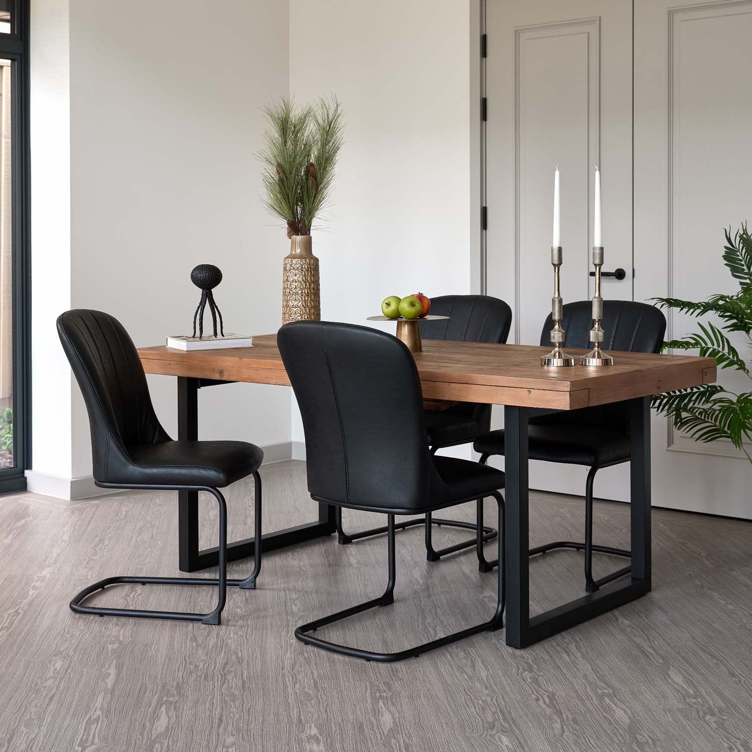 Adelaide 180-240cm Extending Dining Table with 4 Firenza Chairs in Black
