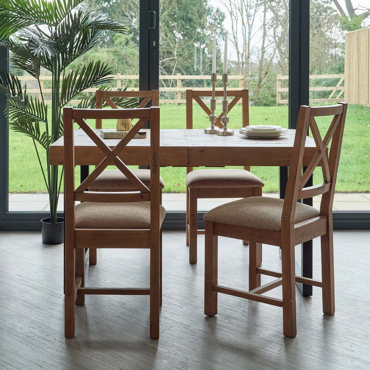 Adelaide 140-180cm Extending Dining Table with 4 Adelaide Upholstered Chairs