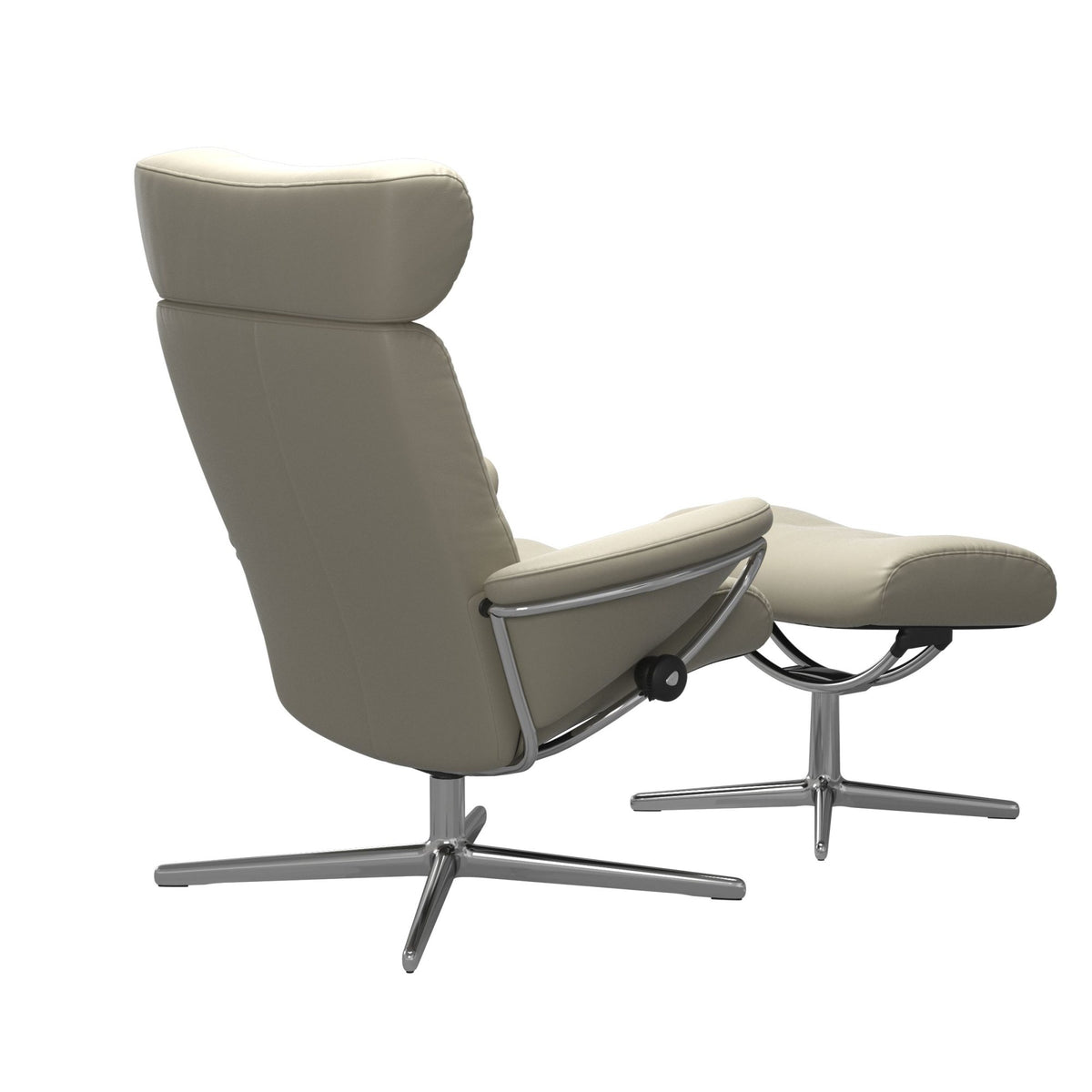 Stressless Berlin Recliner with Headrest and Footstool with Cross Base