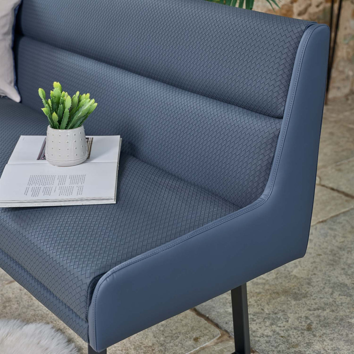 Jupiter Corner Bench in Navy - Left Hand Facing