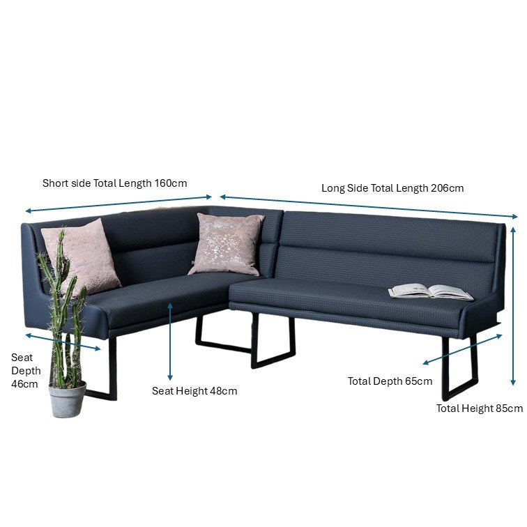 Jupiter Corner Bench in Navy - Right Hand Facing