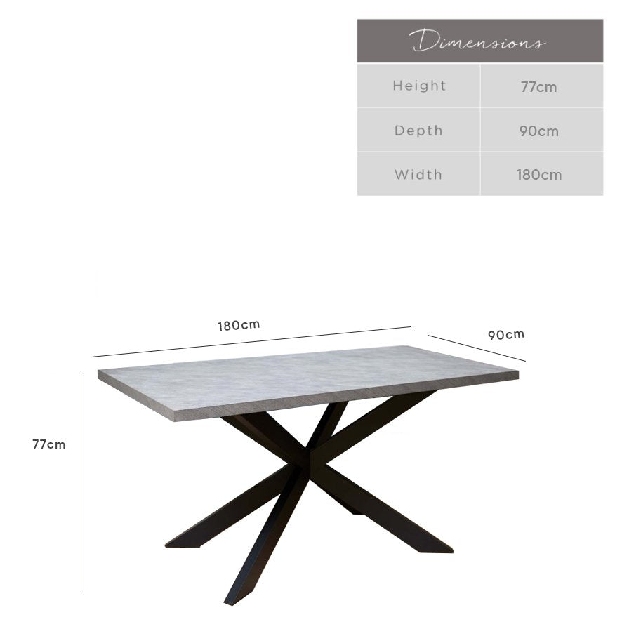 Jupiter Faux Concrete Dining Table 180cm